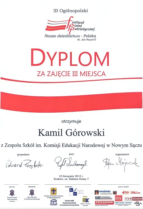 III miejsce Kamila Górowskiego
